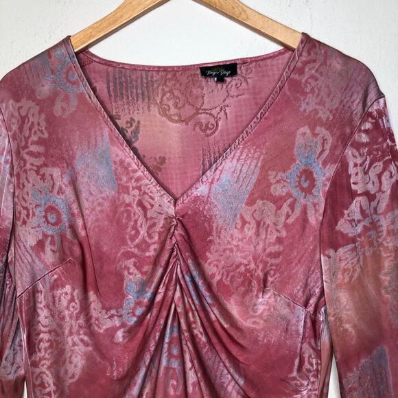 Rays for Days Ruched  Mini Dress Flared Sleeves Boho Whimsical Fairy Core Sz: L - Picture 3 of 11